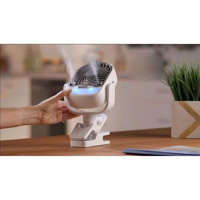 Ventilador Umidificador De Mesa Garra Bateria Recarregavel Usb 3 Velocidades 360 Graus