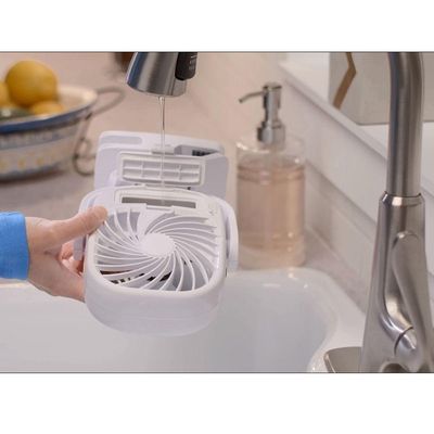 Ventilador De Mesa Umidificador Bateria Recarregavel Usb Garra 3 Velocidades 360 Graus Portatil