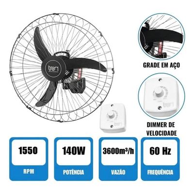 Ventiladores De Parede Tron Oscilante 60cm 140w - Bivolt