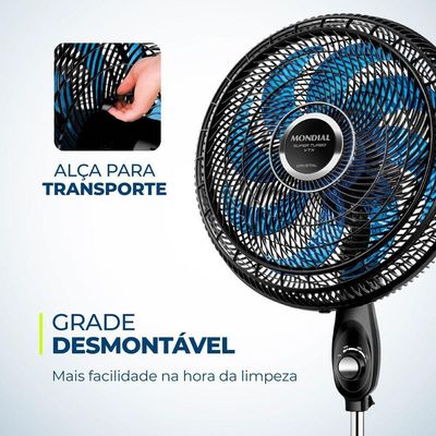 Ventilador De Coluna Super Turbo 8 Pás Mondial - Vtx-40c-crystal Vent 40cm Vtx-40c-crystal 127v/60hz