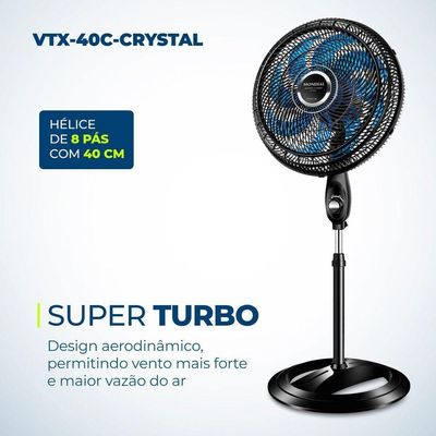 Ventilador De Coluna Super Turbo 8 Pás Mondial - Vtx-40c-crystal Vent 40cm Vtx-40c-crystal 127v/60hz