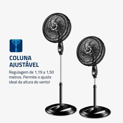 Ventilador de Coluna Mondial 40cm 8 Pás Turbo NVT-40C-8P-B Preto/Prata 110V
