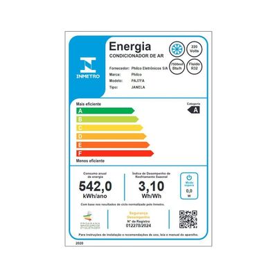 Ar Condicionado Janela 7500BTUs Philco Frio PAJ7FA 220V