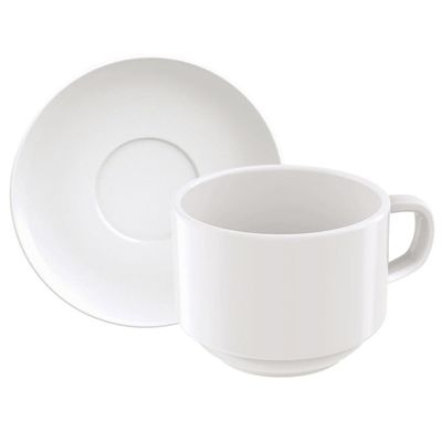 Conjunto com 6 Xícaras e Pires para Chá Tramontina Paola em Porcelana Branca - 240 ml