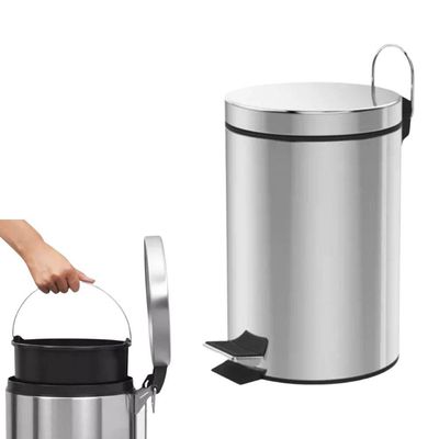 Lixeira Aço Inox Redonda Multiuso 05 Litros Cesto Removível
