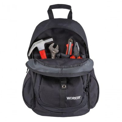 Mochila Para Ferramentas 14'' Poliéster Preta/vermelha Worker