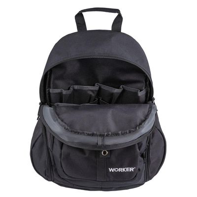 Mochila Para Ferramentas 14'' Poliéster Preta/vermelha Worker