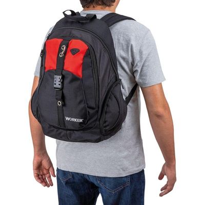 Mochila Para Ferramentas 14'' Poliéster Preta/vermelha Worker
