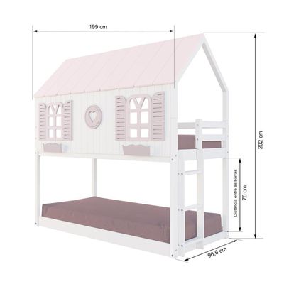 Beliche Montessoriano Casinha Bela Com Coração - Madeira Maciça Branco/rosa | Housin