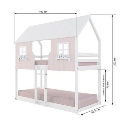 Beliche Montessoriano Casinha Encantada Madeira Maciça Rosa/branco | Housin