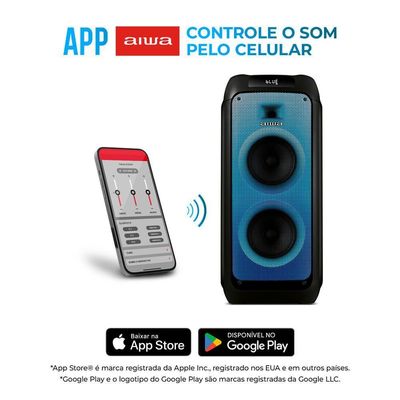 Caixa De Som Partybox Aiwa Pb-05 Bluetooth 20h Rgb Usb Tws Preto Bivolt