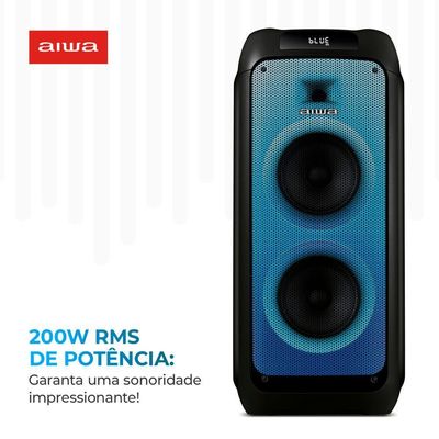 Caixa De Som Partybox Aiwa Pb-05 Bluetooth 20h Rgb Usb Tws Preto Bivolt