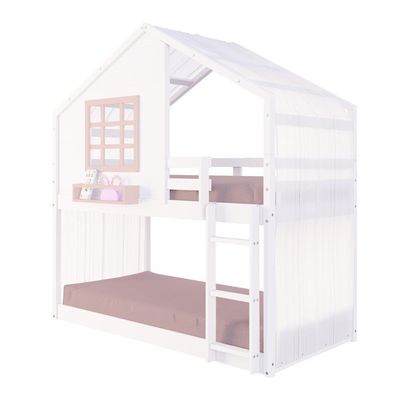 Beliche Montessoriano Casinha Com Janela E Cortina Madeira Maciça Branco/rosa Housin
