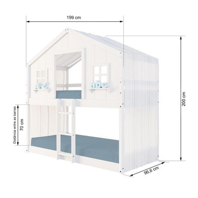 Beliche Montessoriano Casinha Dos Sonhos Com Cortina Madeira Maciça Branco Housin