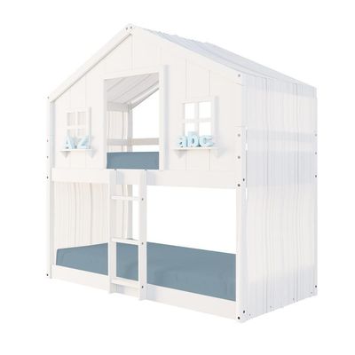 Beliche Montessoriano Casinha Dos Sonhos Com Cortina Madeira Maciça Branco Housin