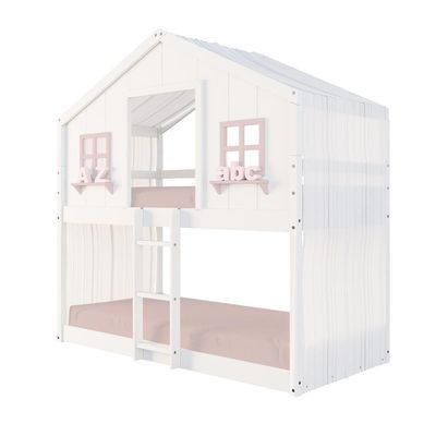 Beliche Montessoriano Casinha Dos Sonhos Com Cortina Madeira Maciça Branco/rosa Housin