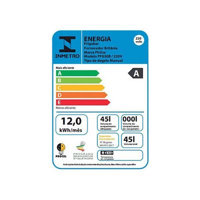 Frigobar Philco 45 Litros Porta Reversível PFG50B Branco 220V