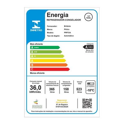 Geladeira 523L Philco Eco Inverter French Door Inox PRF53A 110V