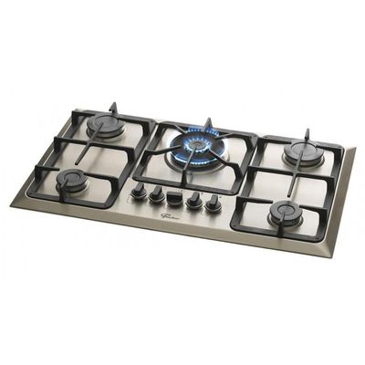 Cooktop A Gás Fischer 5 Bocas Tripla Chama Infinity Com Trempe De Ferro Fundido Mesa Inox Bivolt