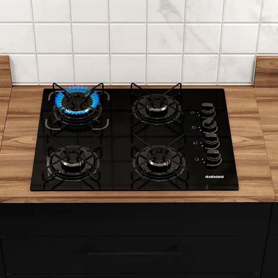 Cooktop 4 Bocas Essencial Itatiai Mesa De Vidro à Gás Bivolt Preto