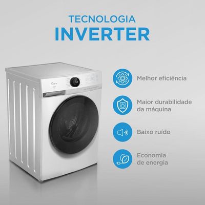 Máquina de Lavar 11kg Branca Slim HealthGuard Conectada Midea MF201W110WB/WK-02 - 220V