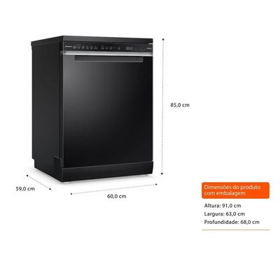 Lava-Louças Brastemp 15 Serviços Smart Sensor Preta BLF61AEANA - 110V