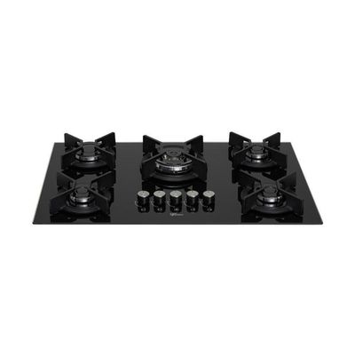 Cooktop A Gás Fischer 5 Bocas Tripla Chama Infinity Com Trempe De Ferro Fundido Mesa Vidro Bivolt