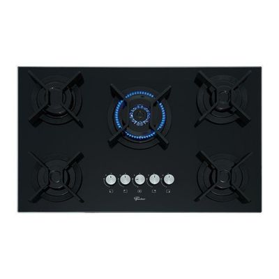 Cooktop A Gás Fischer 5 Bocas Tripla Chama Infinity Com Trempe De Ferro Fundido Mesa Vidro Bivolt