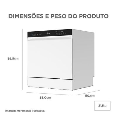 Lava Louças 8 Serviços Branca Touch Plus Midea MDWTF08W1 - 110V