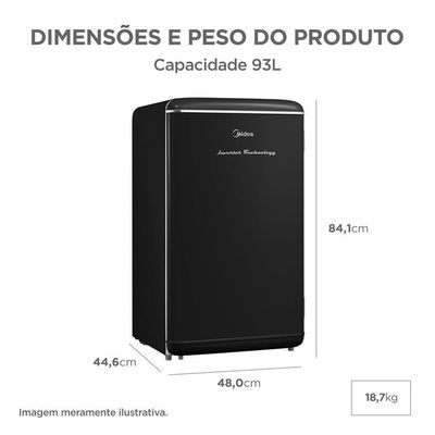 Frigobar Midea Retrô 93L Inverter Preto Bivolt