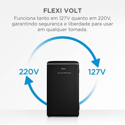 Frigobar Midea Retrô 93L Inverter Preto Bivolt