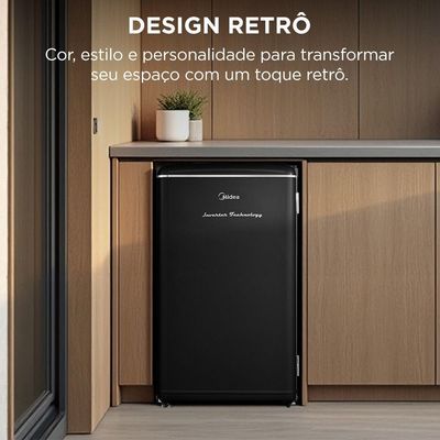 Frigobar Midea Retrô 93L Inverter Preto Bivolt
