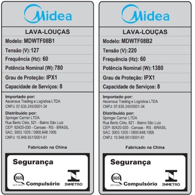 Lava Louças 8 Serviços Cinza Touch Plus Midea MDWTF08S1 - 110V