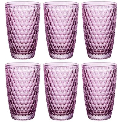Conjunto de Copos L`Hermitage Amelie em Vidro Roxo 355ml - 6 Peças