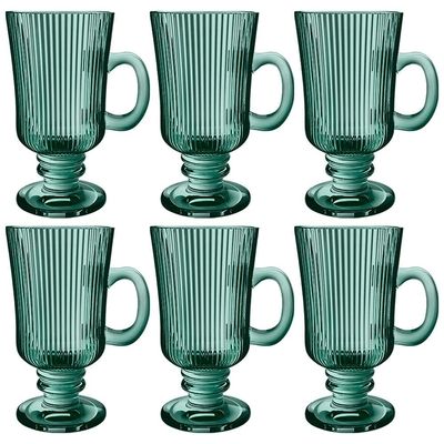 Conjunto com 6 Xícaras L`Hermitage Irish Coffee Cameratta em Vidro 230ml - Verde