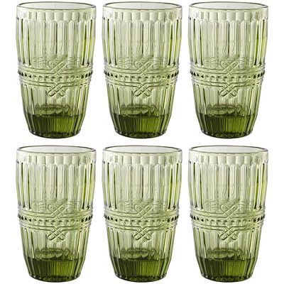 Conjunto de Copos L`Hermitage Fratello em Vidro Verde 355ml - 6 Peças