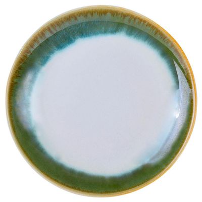 Prato Redondo LHermitage Le Sentier em Cerâmica 20,7 cm - Branco e Verde