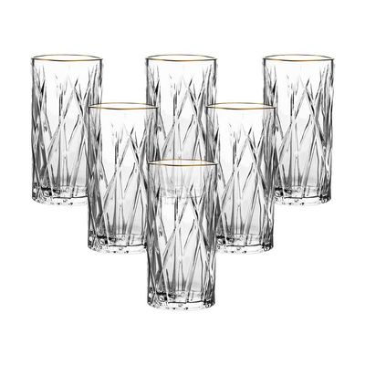 Jogo de Copos Altos L’Hermitage Forest com Borda Dourada 350ml - 6 Peças