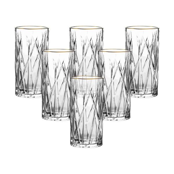 Jogo de Copos Altos L’Hermitage Forest com Borda Dourada 350ml - 6 Peças