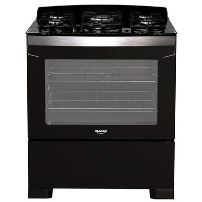 Fogão Dako 5 Bocas Diplomata com Mesa de Vidro, Acendimento Automático e Queimador Tripla Chama Bivolt  Preto