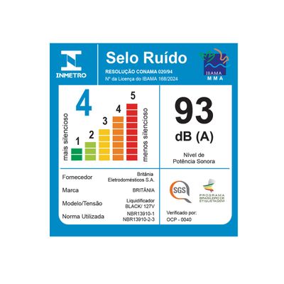 Liquidificador Britânia Black 3 Velocidades 2,1L 220V