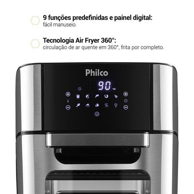 Fritadeira Elétrica Sem Óleo Air Fry Philco Oven PFR2200P 12L - Preta Preto / 220