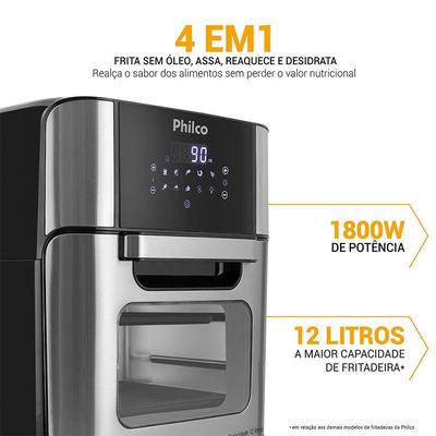Fritadeira Elétrica Sem Óleo Air Fry Philco Oven PFR2200P 12L - Preta Preto / 220