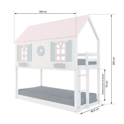 Beliche Montessoriano Casinha Bela Com Coração - Madeira Maciça Branco/rosa/verde | Housin