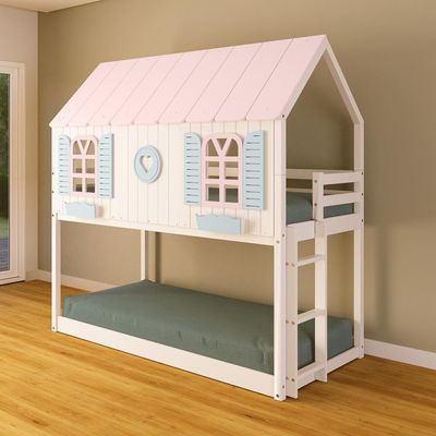 Beliche Montessoriano Casinha Bela Com Coração - Madeira Maciça Branco/rosa/verde | Housin