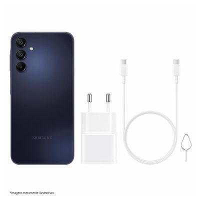 Smartphone Samsung Galaxy A15 5G Azul Escuro 128GB, 4GB RAM, Processador Octa-Core, Câmera Tripla Traseira, Tela Super Amoled de 6.5" 90Hz