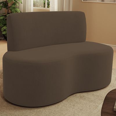 Sofá 2 Lugares Orgânico Para Sala de Estar Living Larissa L02 Suede Marrom - Lyam Decor