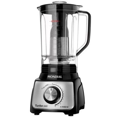 Liquidificador Mondial Turbo 3L 12VEL 1100W com Filtro L-1100 - 5877-02 PRETO-NOX 220 VOLTS