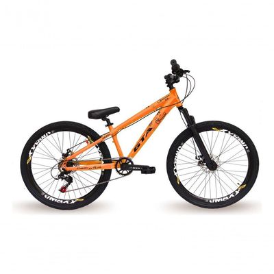 Bicicleta Aro26 Gta Rebel Downhill Single 7v Freio Disco Pneu Flame Preto Laranja