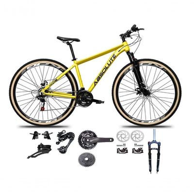 Bicicleta Aro 29 Absolute Nero 5 Kit 2x9 Gta Sunrun K7 Freio A Disco Garfo Com Trava Mtb amarelo